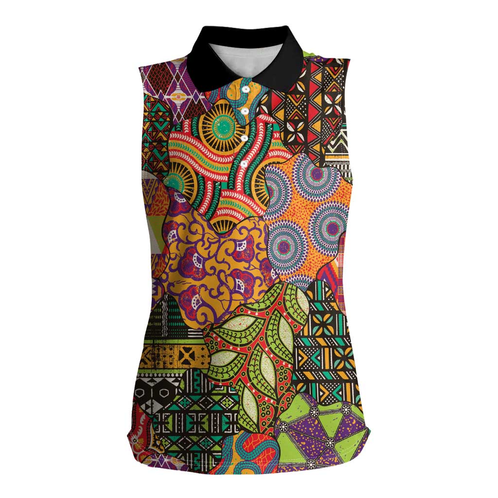 Traditional Ethnic African Vintage Motifs Women Sleeveless Polo Shirt - Wonder Print Shop