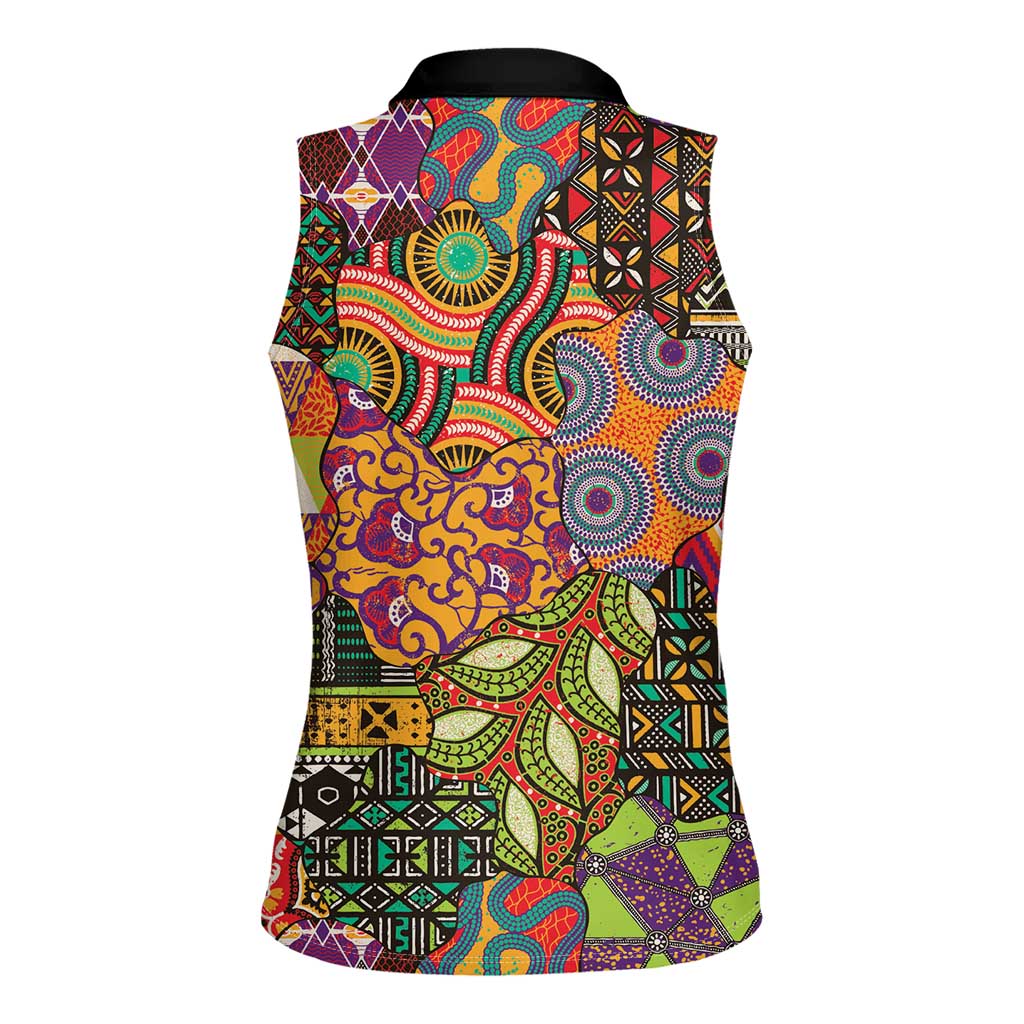Traditional Ethnic African Vintage Motifs Women Sleeveless Polo Shirt - Wonder Print Shop