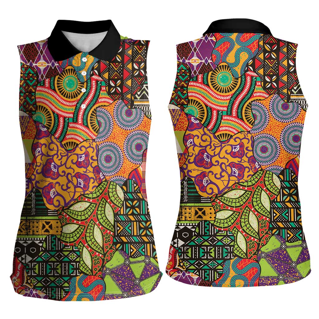 Traditional Ethnic African Vintage Motifs Women Sleeveless Polo Shirt - Wonder Print Shop