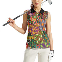 Traditional Ethnic African Vintage Motifs Women Sleeveless Polo Shirt - Wonder Print Shop