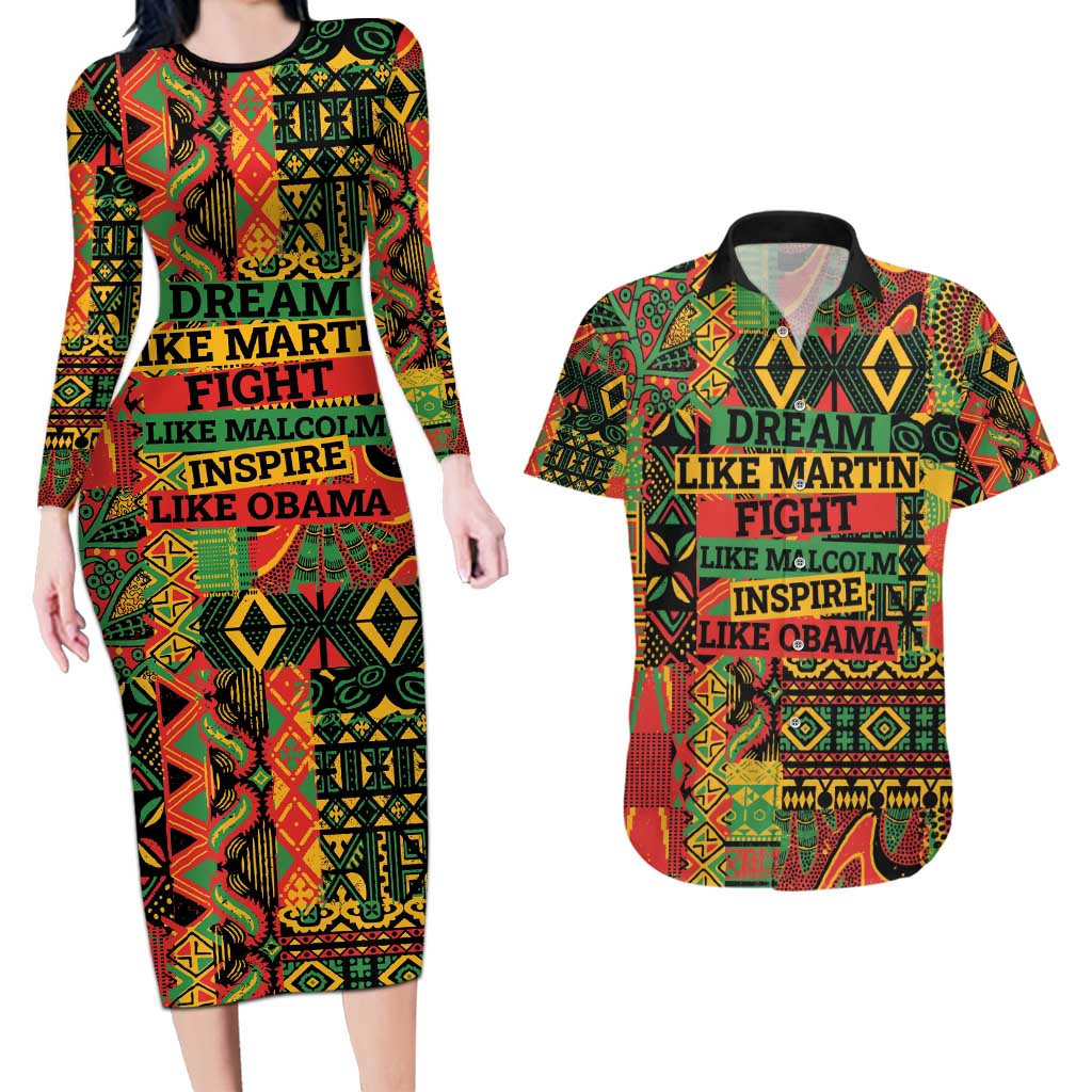 Black History Black Month Dream Like Couples Matching Long Sleeve Bodycon Dress and Hawaiian Shirt LT9 - Wonder Print Shop
