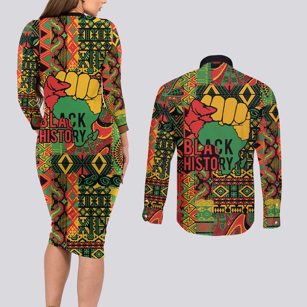 Black History Black Month Dream Like Couples Matching Long Sleeve Bodycon Dress and Long Sleeve Button Shirt LT9 - Wonder Print Shop