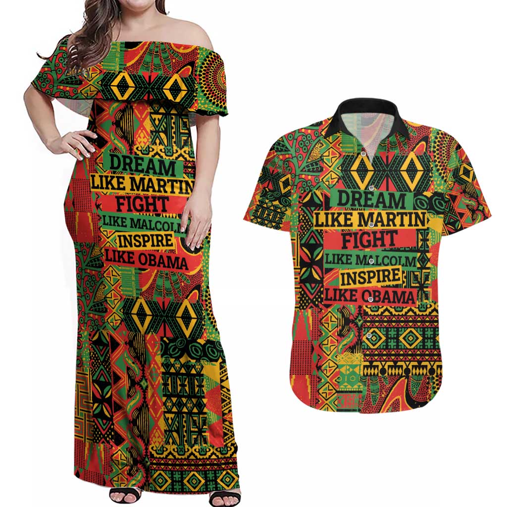 Black History Black Month Dream Like Couples Matching Off Shoulder Maxi Dress and Hawaiian Shirt LT9 - Wonder Print Shop