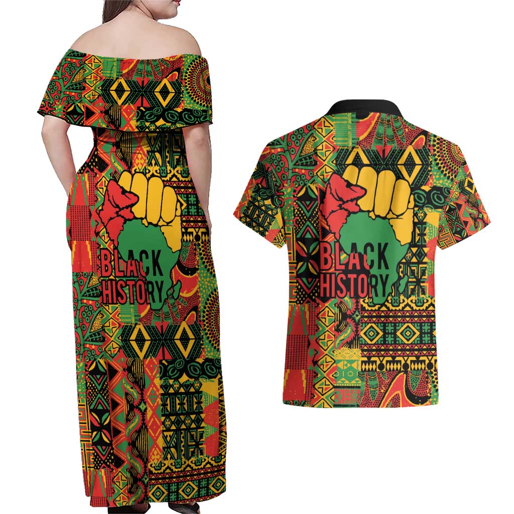 Black History Black Month Dream Like Couples Matching Off Shoulder Maxi Dress and Hawaiian Shirt LT9 - Wonder Print Shop