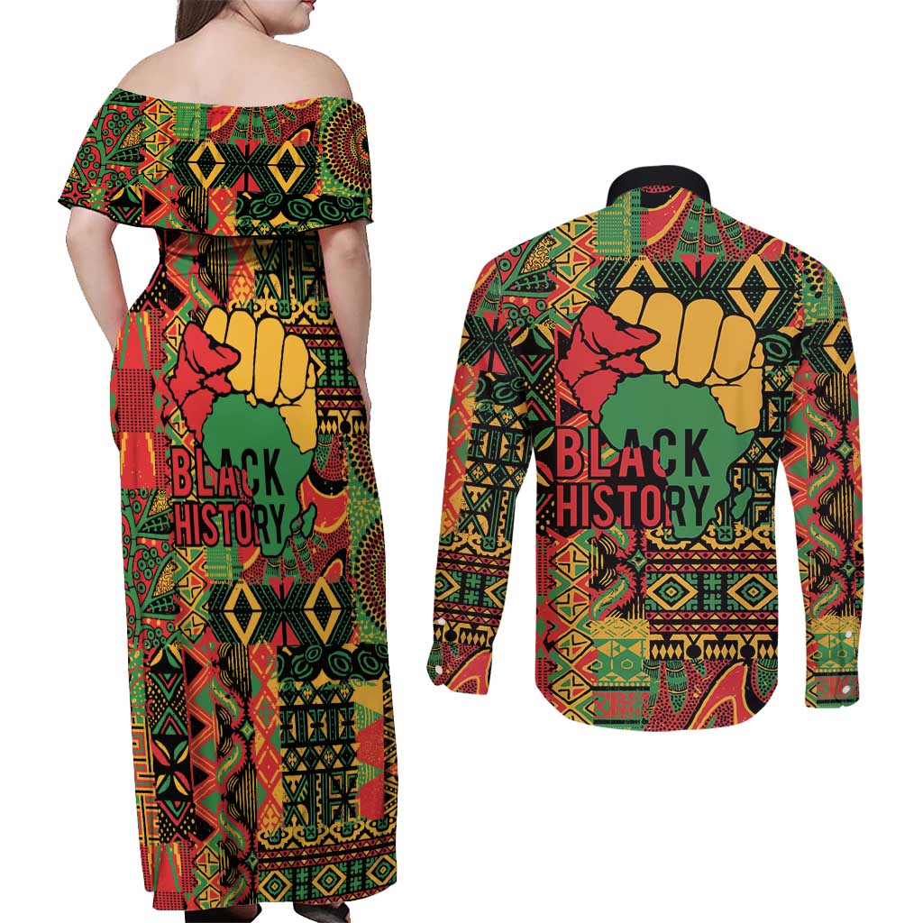 Black History Black Month Dream Like Couples Matching Off Shoulder Maxi Dress and Long Sleeve Button Shirt LT9 - Wonder Print Shop