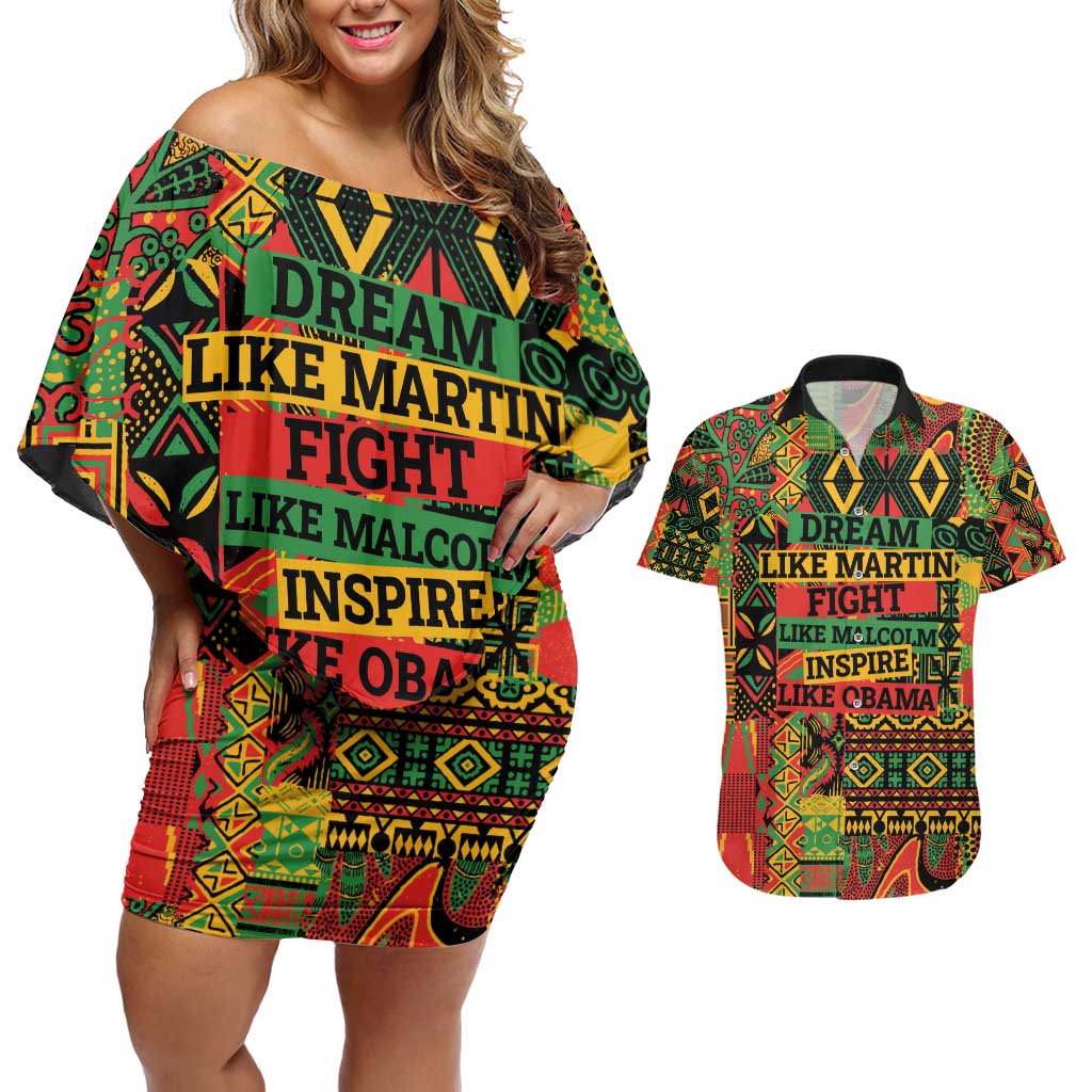 Black History Black Month Dream Like Couples Matching Off Shoulder Short Dress and Hawaiian Shirt LT9 - Wonder Print Shop