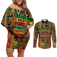 Black History Black Month Dream Like Couples Matching Off Shoulder Short Dress and Long Sleeve Button Shirt LT9 - Wonder Print Shop
