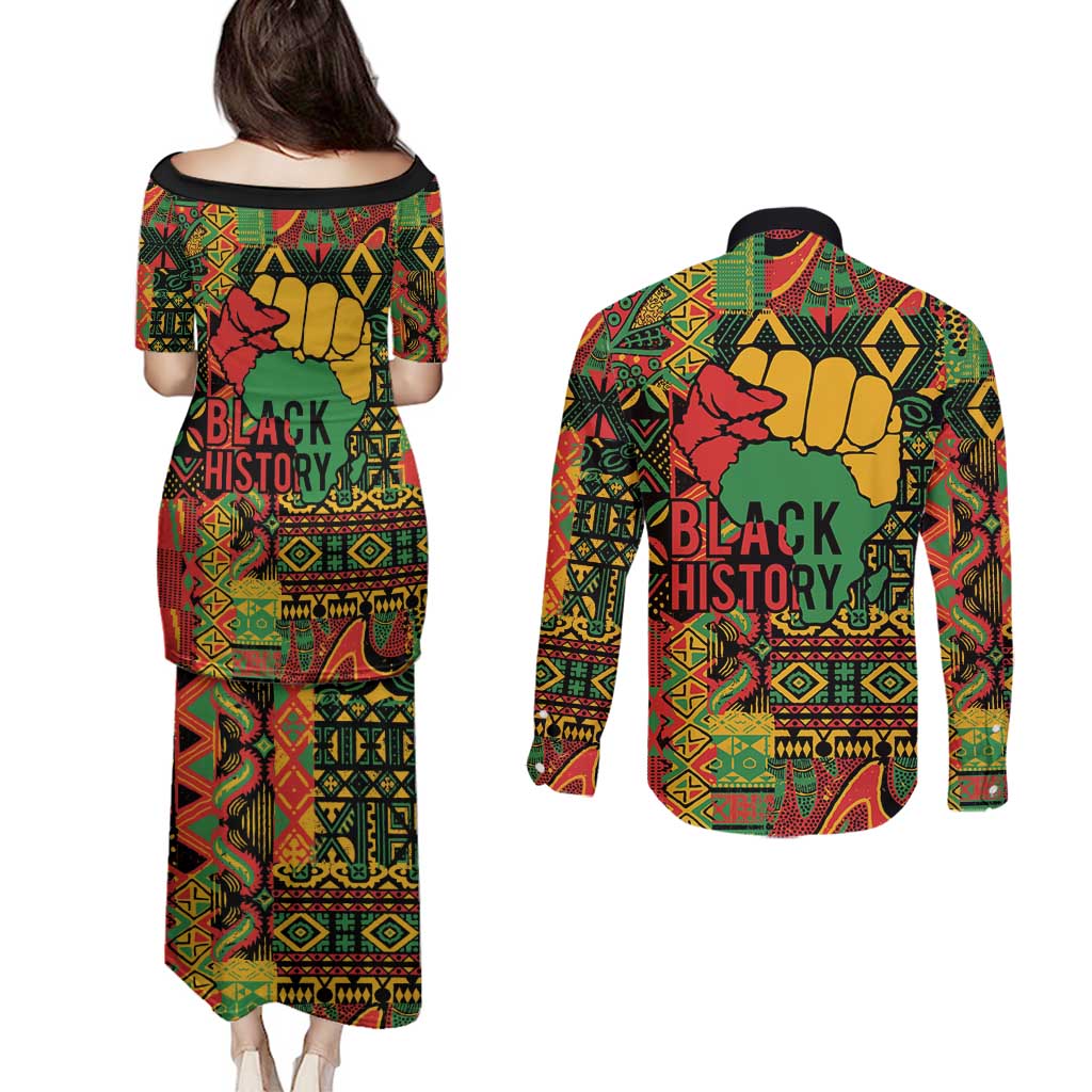 Black History Black Month Dream Like Couples Matching Puletasi and Long Sleeve Button Shirt LT9 - Wonder Print Shop