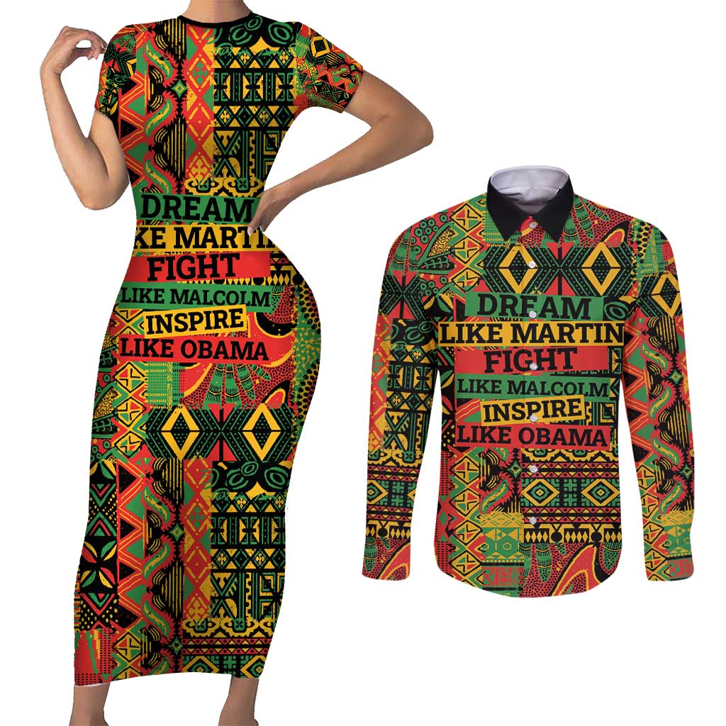 Black History Black Month Dream Like Couples Matching Short Sleeve Bodycon Dress and Long Sleeve Button Shirt LT9 - Wonder Print Shop