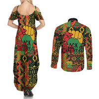 Black History Black Month Dream Like Couples Matching Summer Maxi Dress and Long Sleeve Button Shirt LT9 - Wonder Print Shop