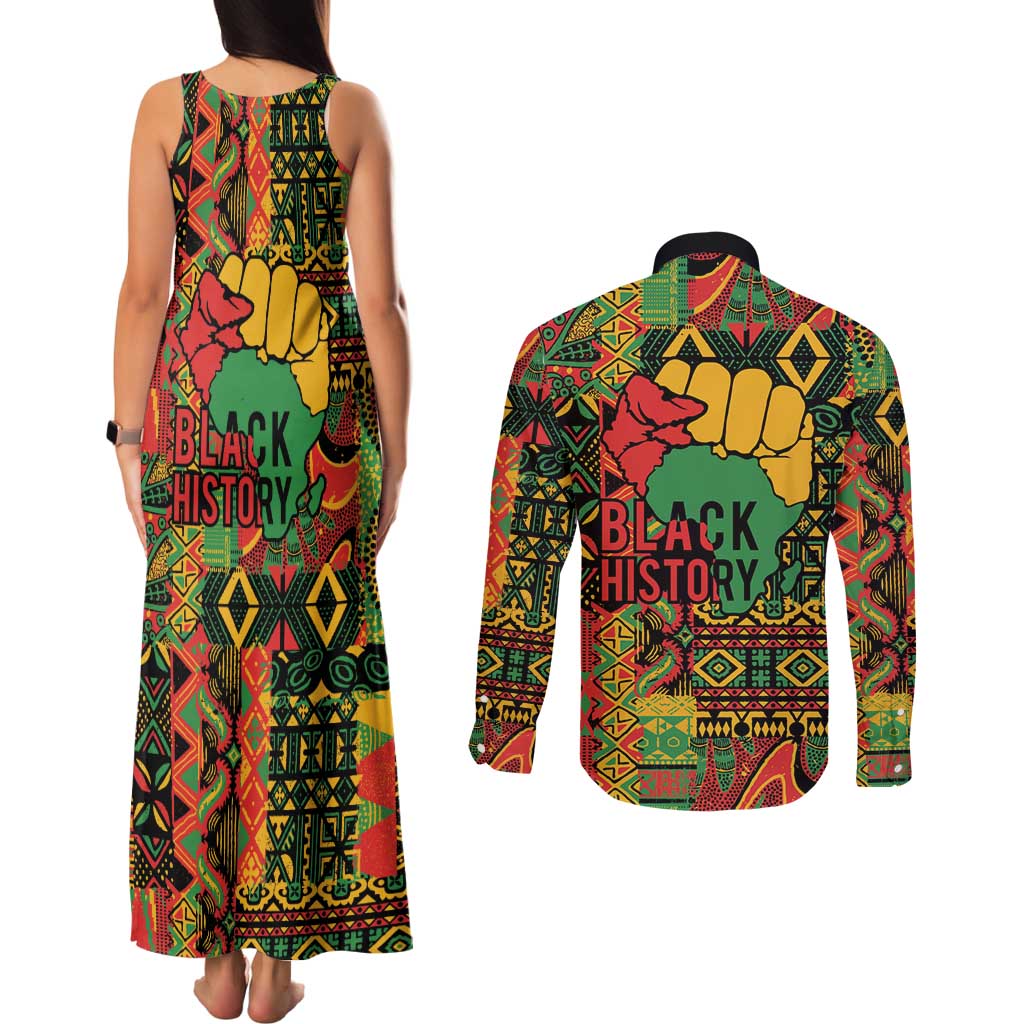 Black History Black Month Dream Like Couples Matching Tank Maxi Dress and Long Sleeve Button Shirt LT9 - Wonder Print Shop