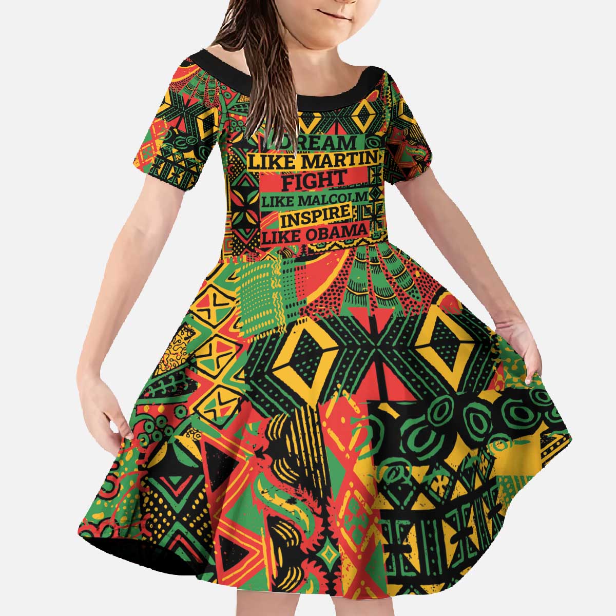 Black History Black Month Dream Like Family Matching Off The Shoulder Long Sleeve Dress and Hawaiian Shirt - Wonder Print Shop