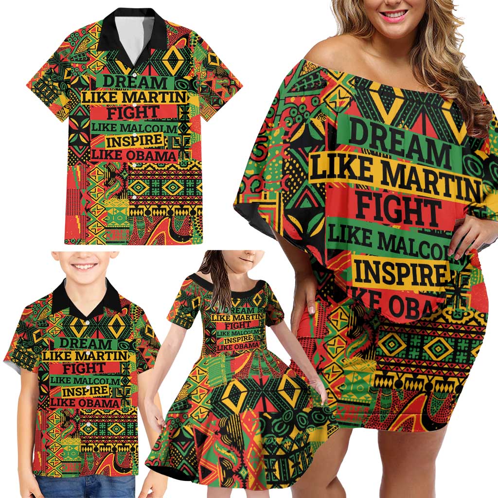 Black History Black Month Dream Like Family Matching Off Shoulder Short Dress and Hawaiian Shirt LT9 - Wonder Print Shop