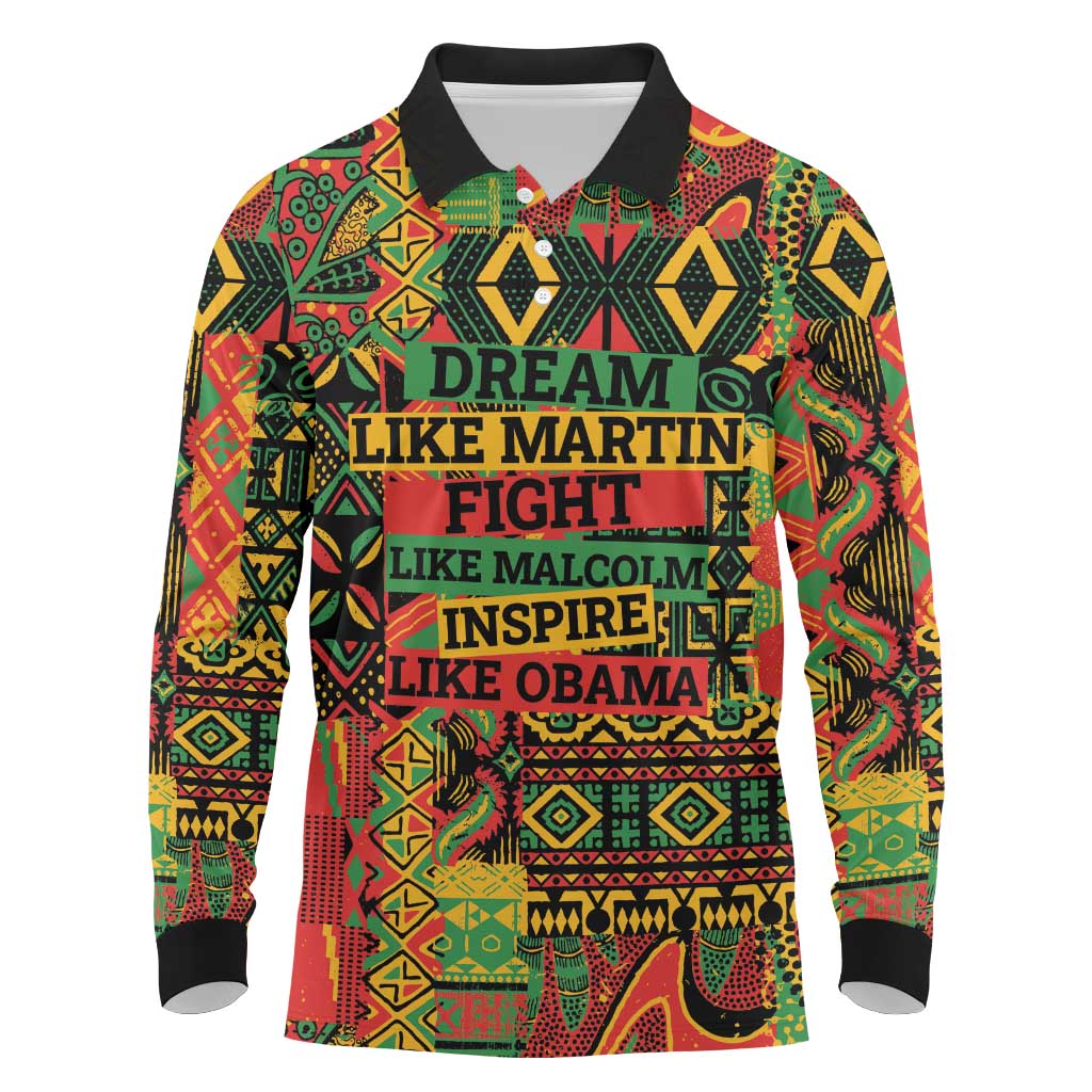 Black History Black Month Dream Like Long Sleeve Polo Shirt - Wonder Print Shop