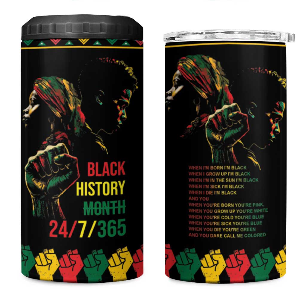 When I'm Born I'm Black 4 in 1 Can Cooler Tumbler Black History Black Month LT9 - Wonder Print Shop