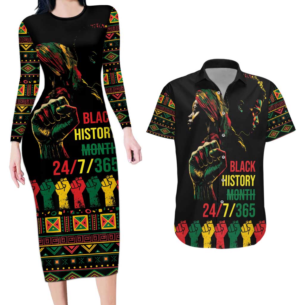 When I'm Born I'm Black Couples Matching Long Sleeve Bodycon Dress and Hawaiian Shirt Black History Black Month LT9 - Wonder Print Shop