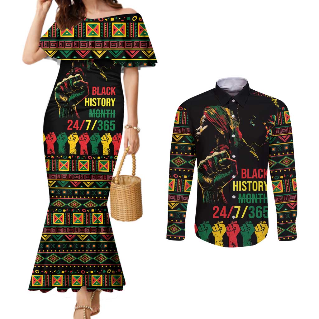 When I'm Born I'm Black Couples Matching Mermaid Dress and Long Sleeve Button Shirt Black History Black Month LT9