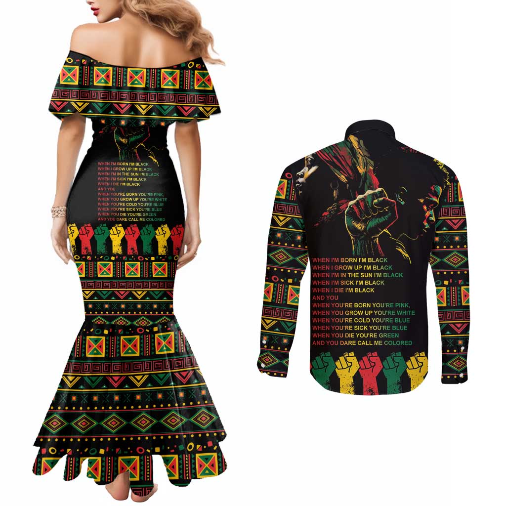 When I'm Born I'm Black Couples Matching Mermaid Dress and Long Sleeve Button Shirt Black History Black Month LT9