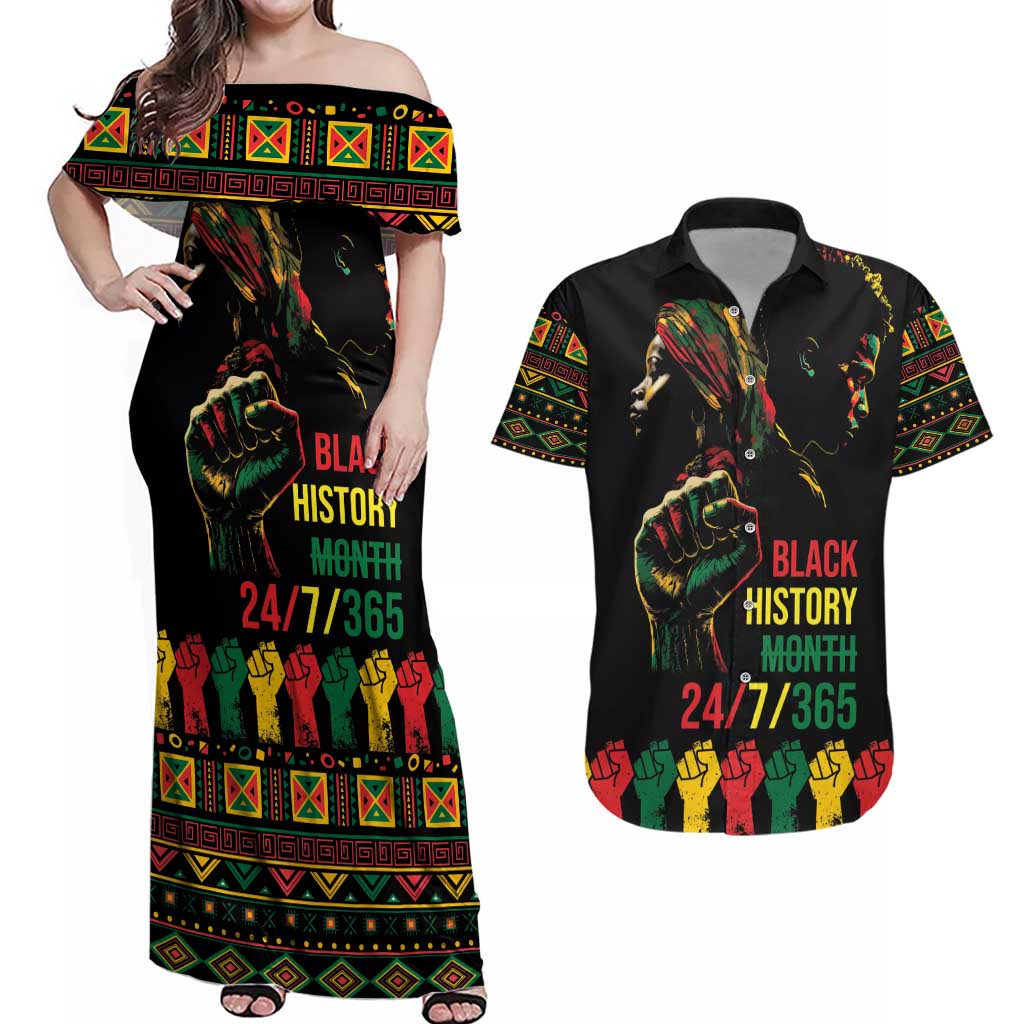 When I'm Born I'm Black Couples Matching Off Shoulder Maxi Dress and Hawaiian Shirt Black History Black Month LT9 - Wonder Print Shop