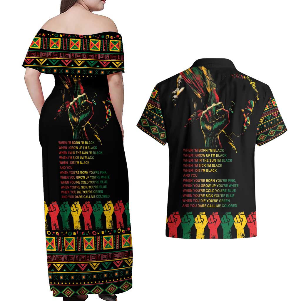 When I'm Born I'm Black Couples Matching Off Shoulder Maxi Dress and Hawaiian Shirt Black History Black Month LT9 - Wonder Print Shop