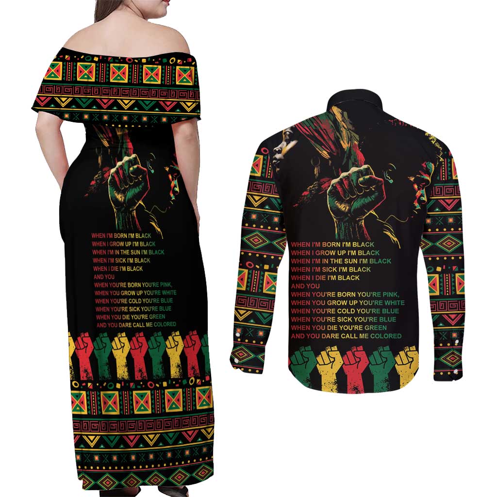 When I'm Born I'm Black Couples Matching Off Shoulder Maxi Dress and Long Sleeve Button Shirt Black History Black Month LT9 - Wonder Print Shop