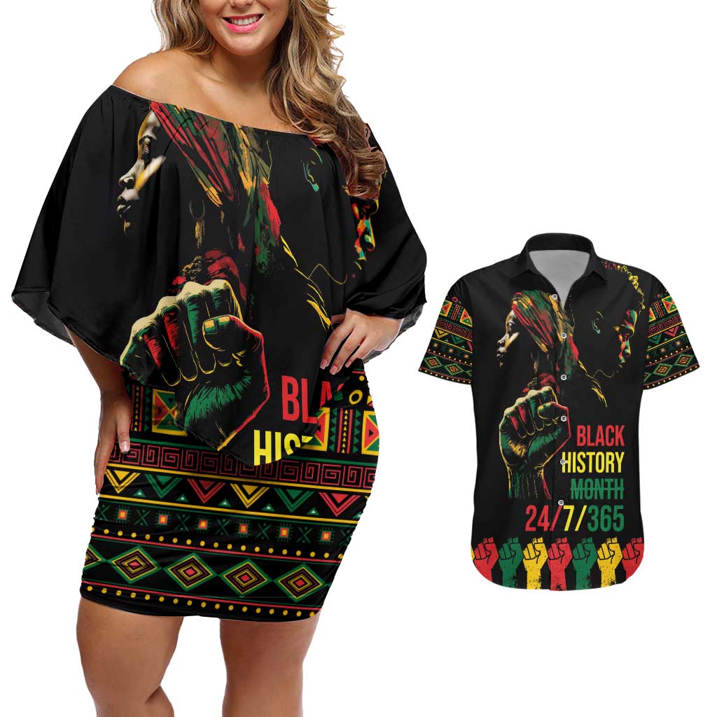 When I'm Born I'm Black Couples Matching Off Shoulder Short Dress and Hawaiian Shirt Black History Black Month LT9 - Wonder Print Shop