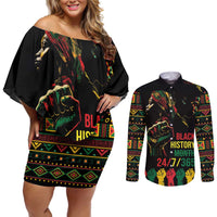 When I'm Born I'm Black Couples Matching Off Shoulder Short Dress and Long Sleeve Button Shirt Black History Black Month LT9 - Wonder Print Shop