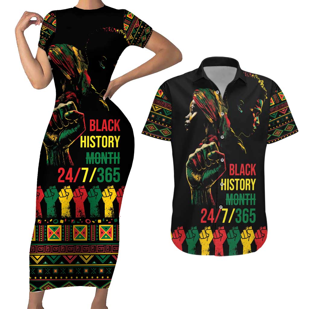 When I'm Born I'm Black Couples Matching Short Sleeve Bodycon Dress and Hawaiian Shirt Black History Black Month LT9 - Wonder Print Shop