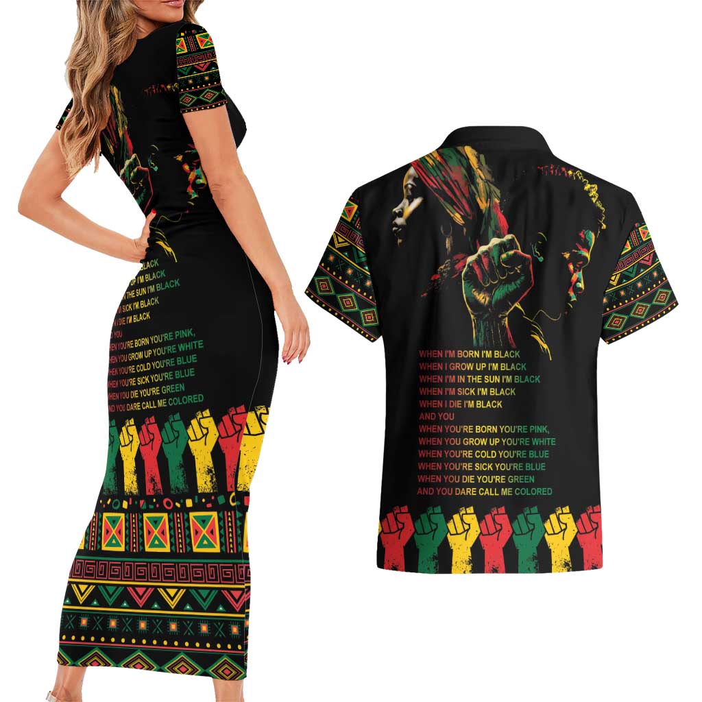 When I'm Born I'm Black Couples Matching Short Sleeve Bodycon Dress and Hawaiian Shirt Black History Black Month LT9 - Wonder Print Shop