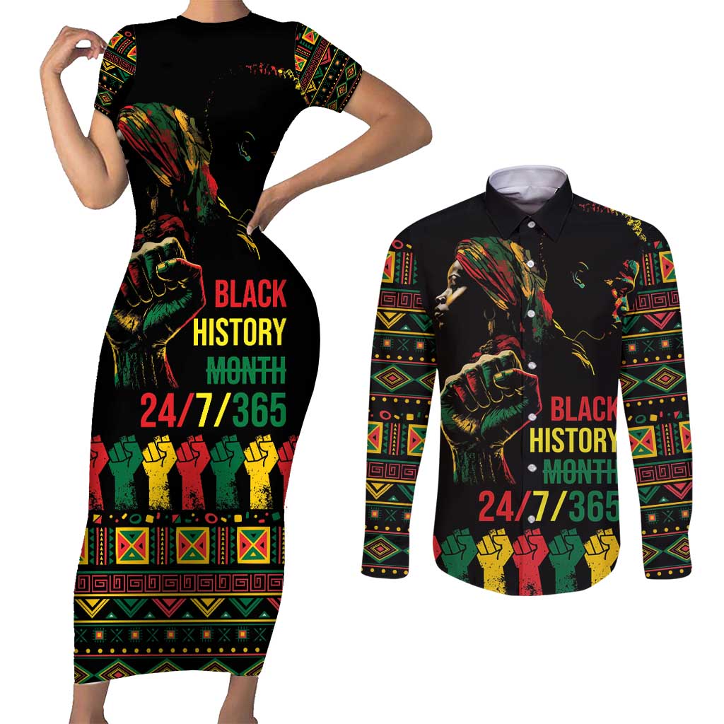 When I'm Born I'm Black Couples Matching Short Sleeve Bodycon Dress and Long Sleeve Button Shirt Black History Black Month LT9 - Wonder Print Shop