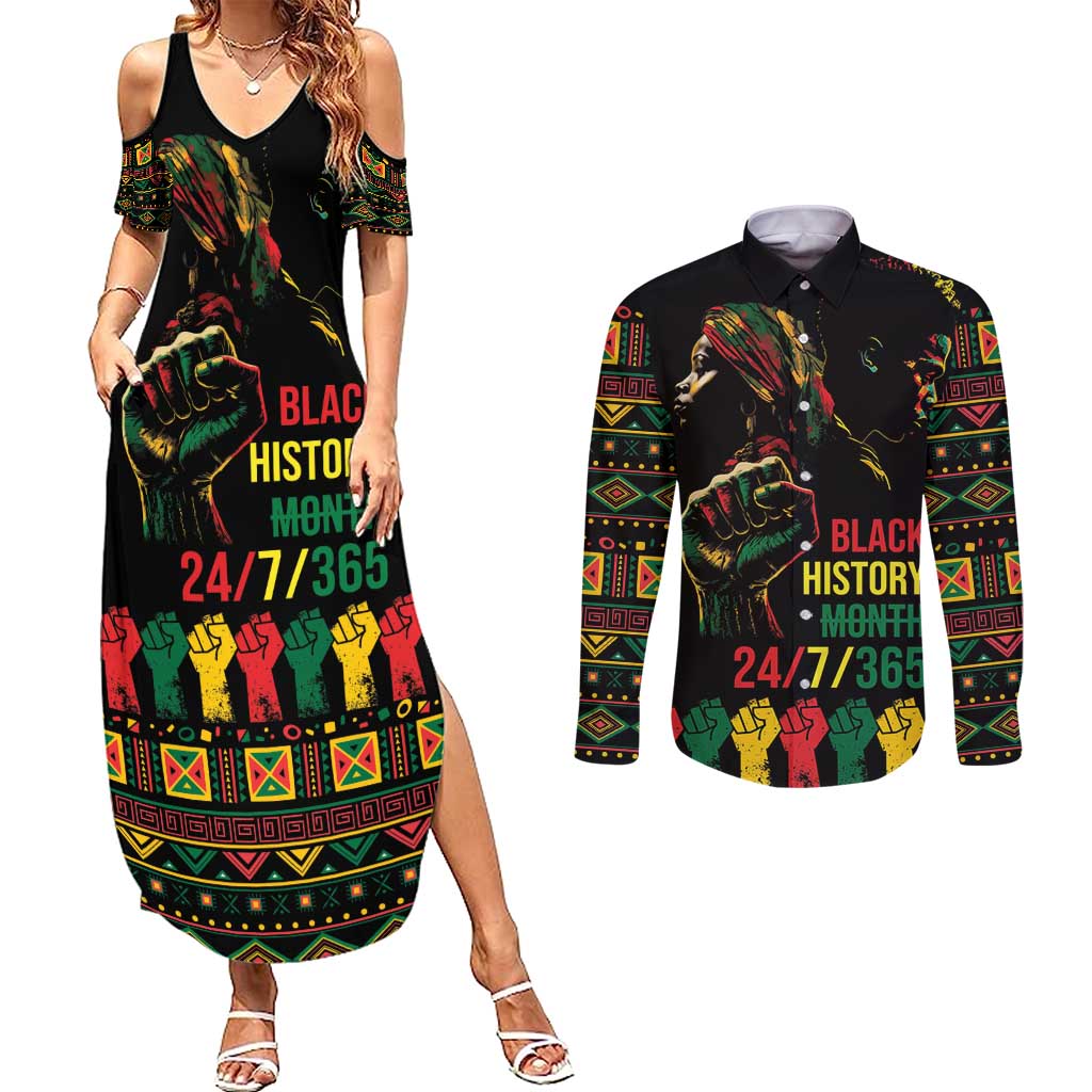 When I'm Born I'm Black Couples Matching Summer Maxi Dress and Long Sleeve Button Shirt Black History Black Month LT9 - Wonder Print Shop
