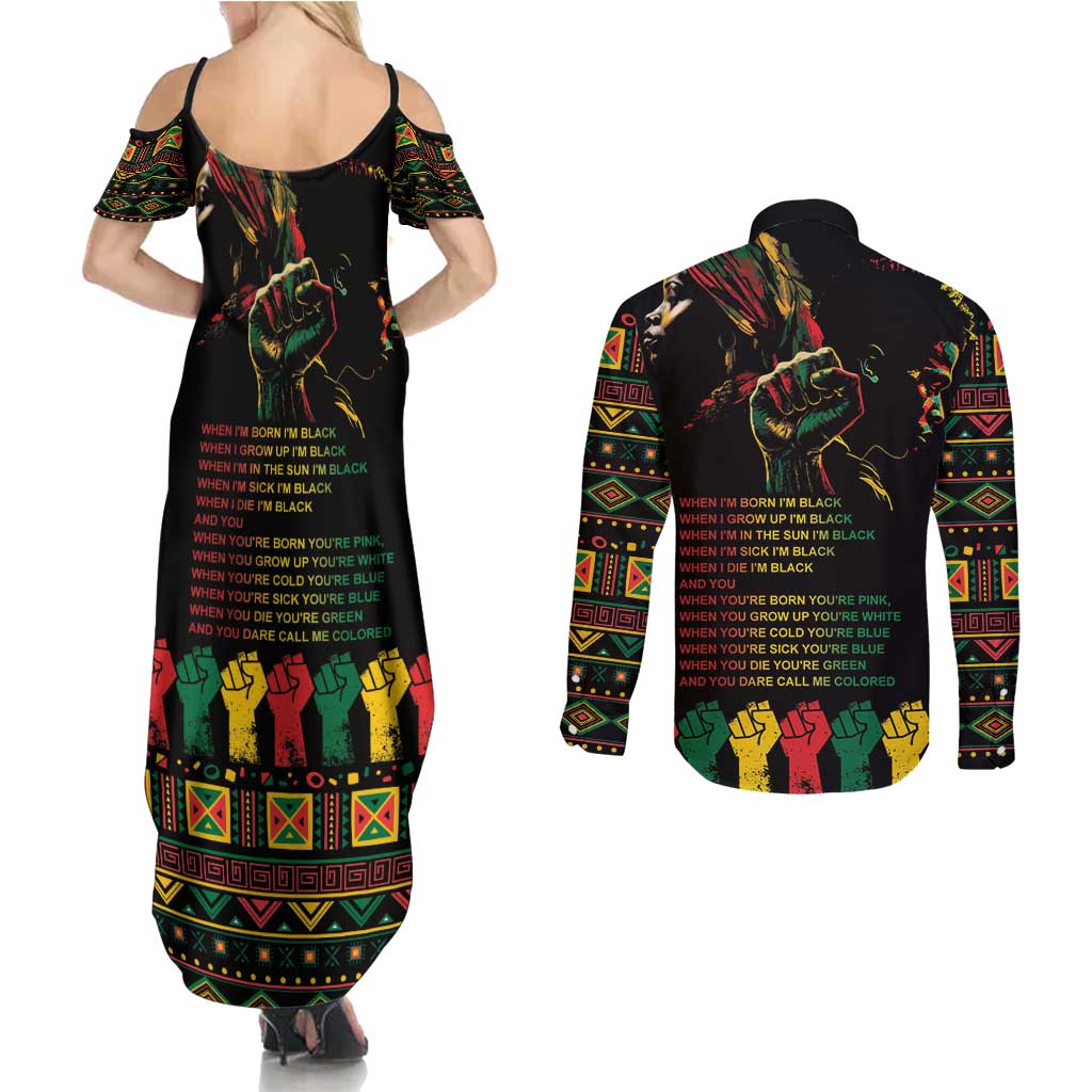 When I'm Born I'm Black Couples Matching Summer Maxi Dress and Long Sleeve Button Shirt Black History Black Month LT9 - Wonder Print Shop