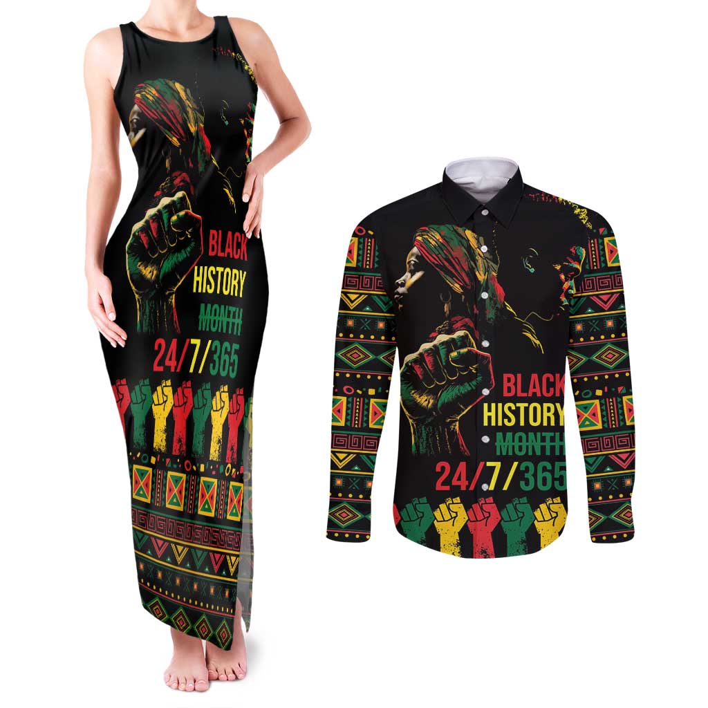 When I'm Born I'm Black Couples Matching Tank Maxi Dress and Long Sleeve Button Shirt Black History Black Month LT9 - Wonder Print Shop