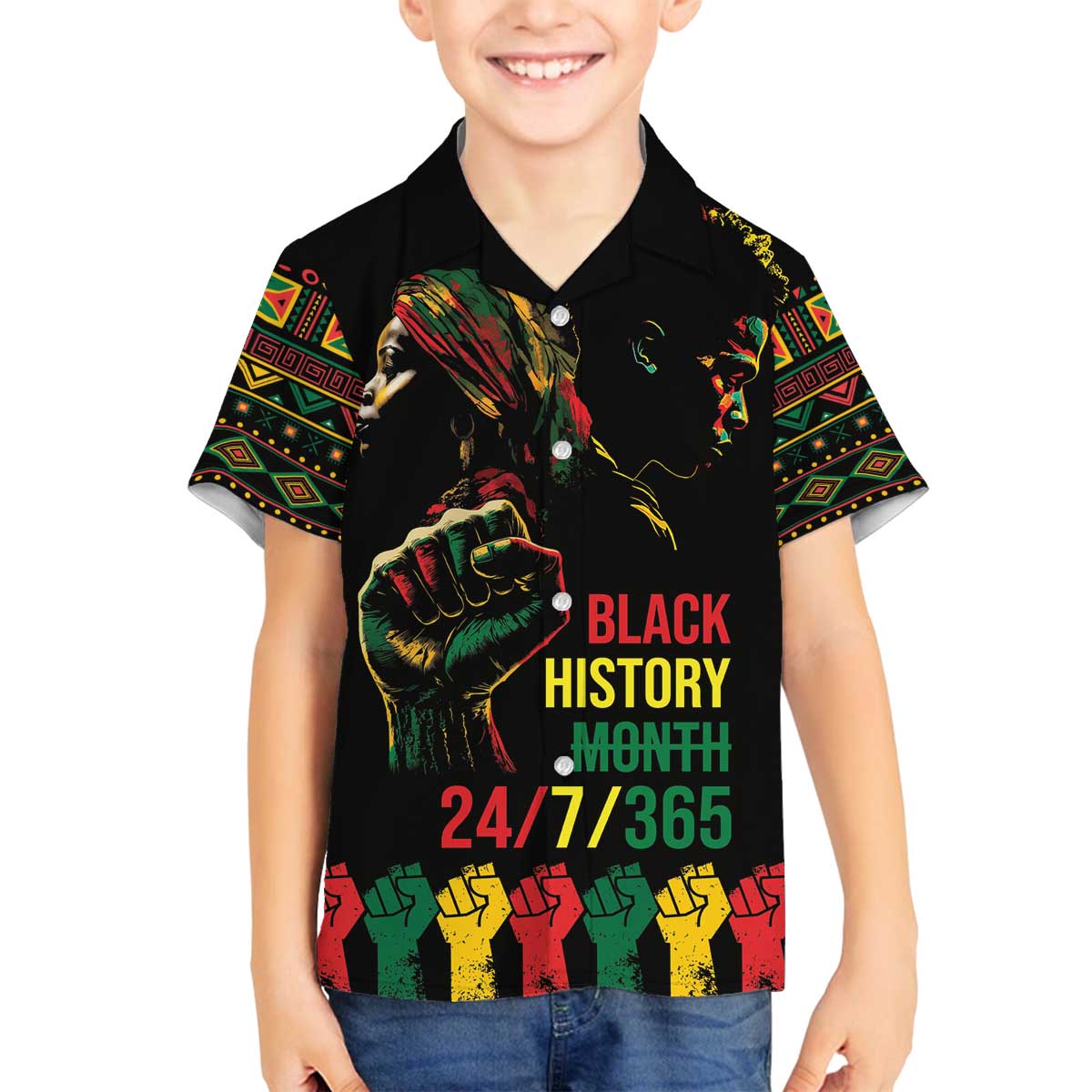When I'm Born I'm Black Family Matching Off The Shoulder Long Sleeve Dress and Hawaiian Shirt Black History Black Month - Wonder Print Shop