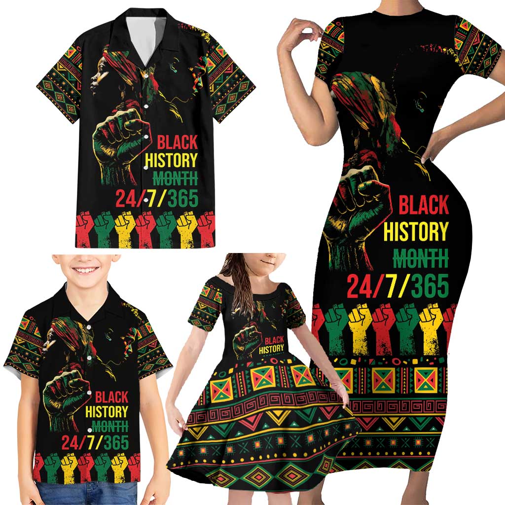 When I'm Born I'm Black Family Matching Short Sleeve Bodycon Dress and Hawaiian Shirt Black History Black Month - Wonder Print Shop