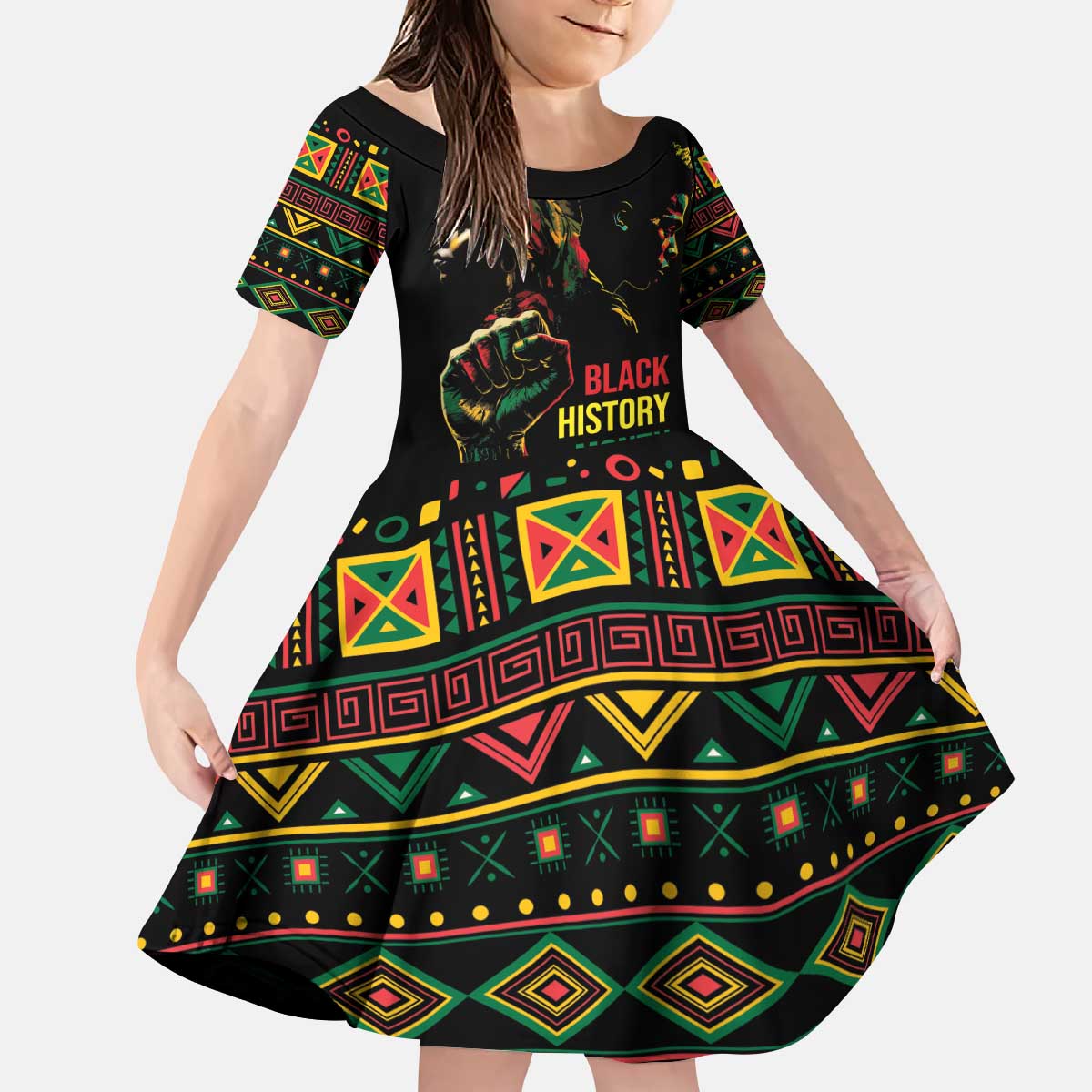 When I'm Born I'm Black Kid Short Sleeve Dress Black History Black Month - Wonder Print Shop