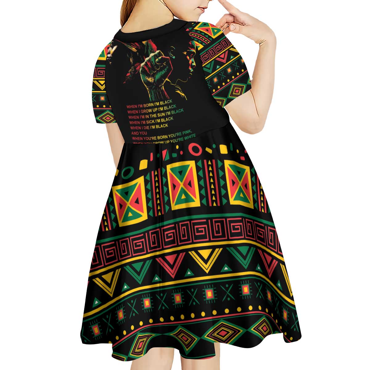 When I'm Born I'm Black Kid Short Sleeve Dress Black History Black Month - Wonder Print Shop