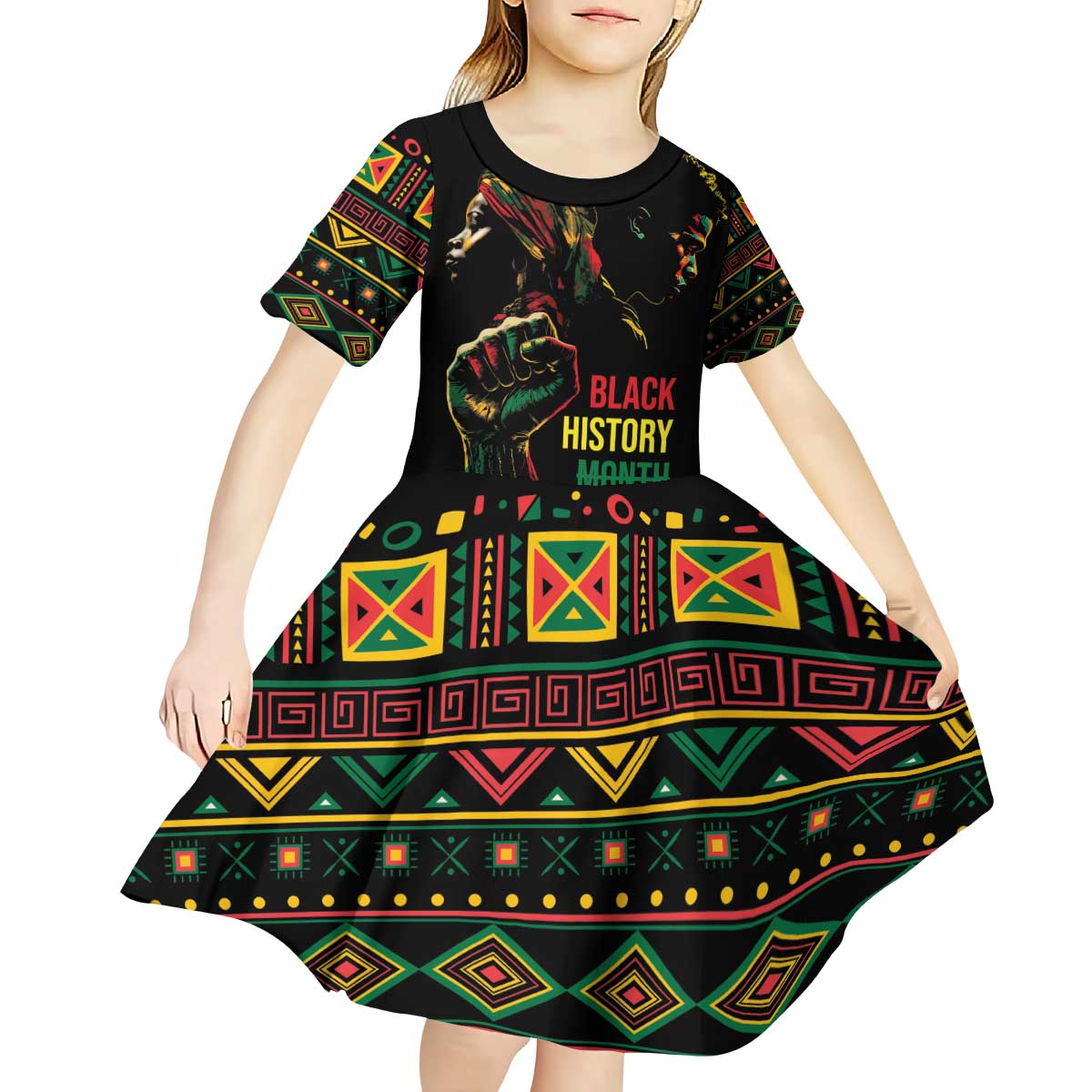 When I'm Born I'm Black Kid Short Sleeve Dress Black History Black Month - Wonder Print Shop