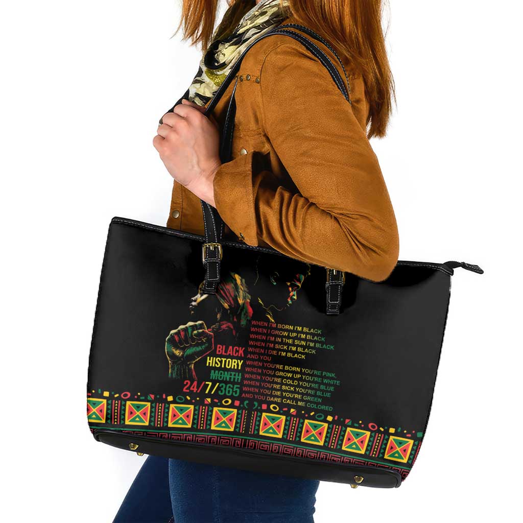 When I'm Born I'm Black Leather Tote Bag Black History Black Month - Wonder Print Shop
