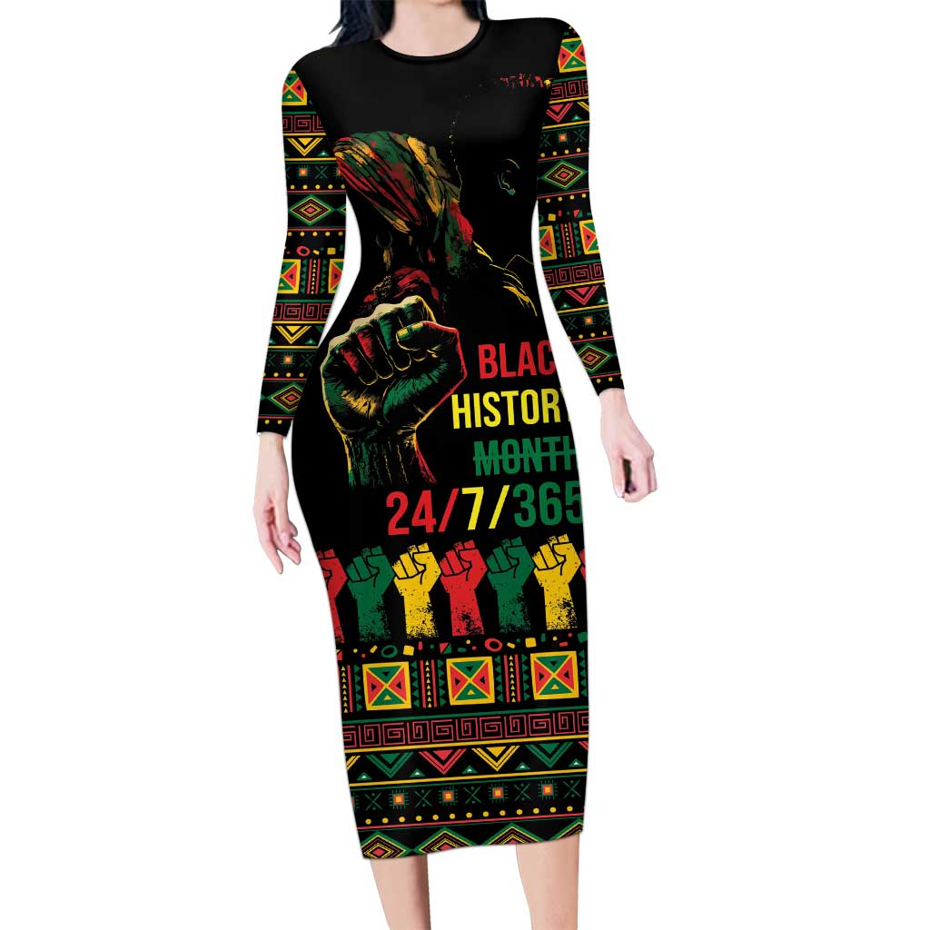 When I'm Born I'm Black Long Sleeve Bodycon Dress Black History Black Month - Wonder Print Shop