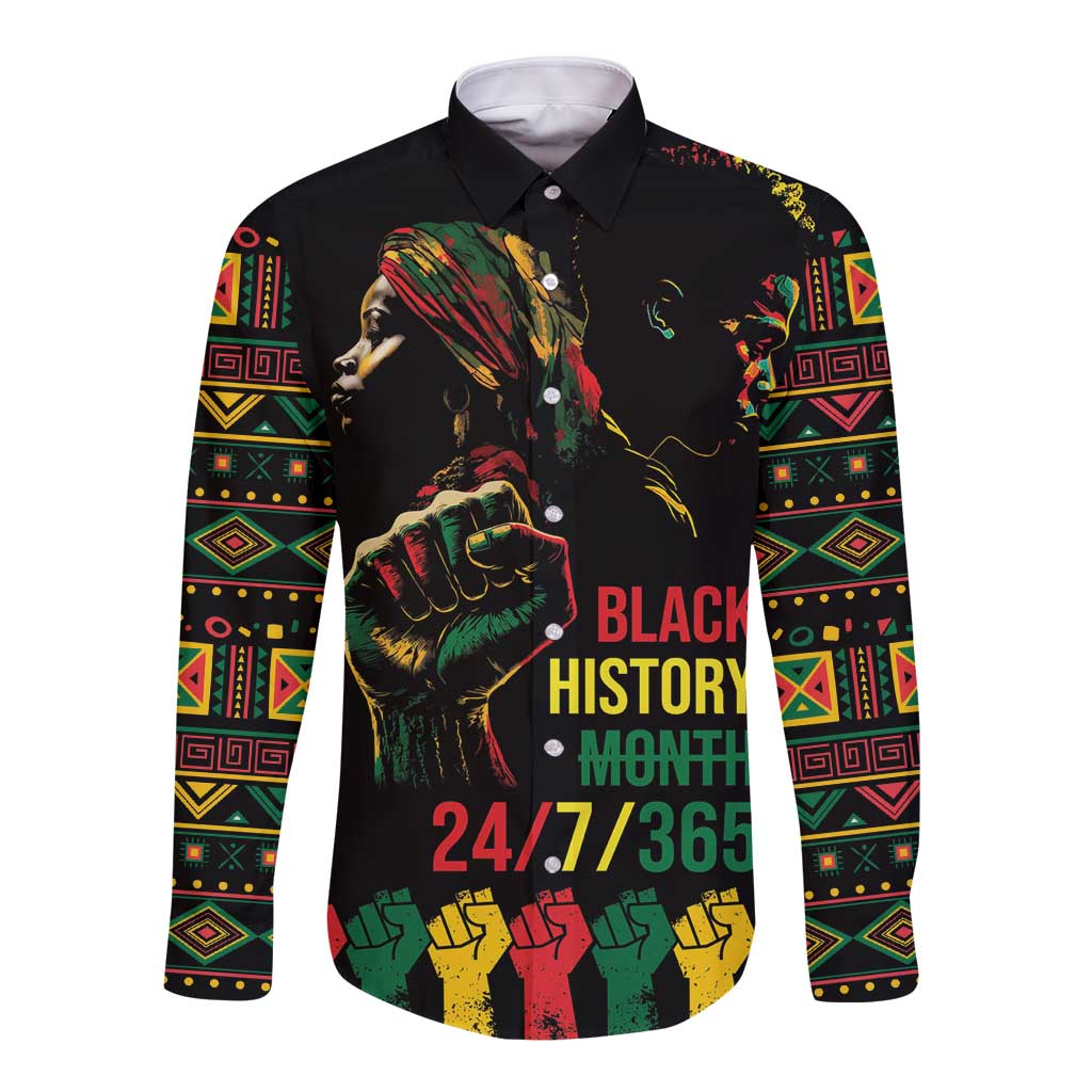 When I'm Born I'm Black Long Sleeve Button Shirt Black History Black Month - Wonder Print Shop