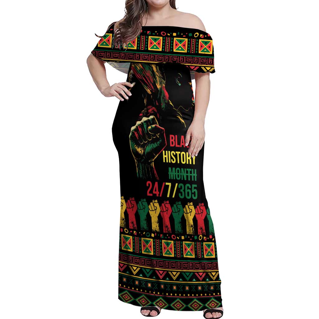 When I'm Born I'm Black Off Shoulder Maxi Dress Black History Black Month - Wonder Print Shop