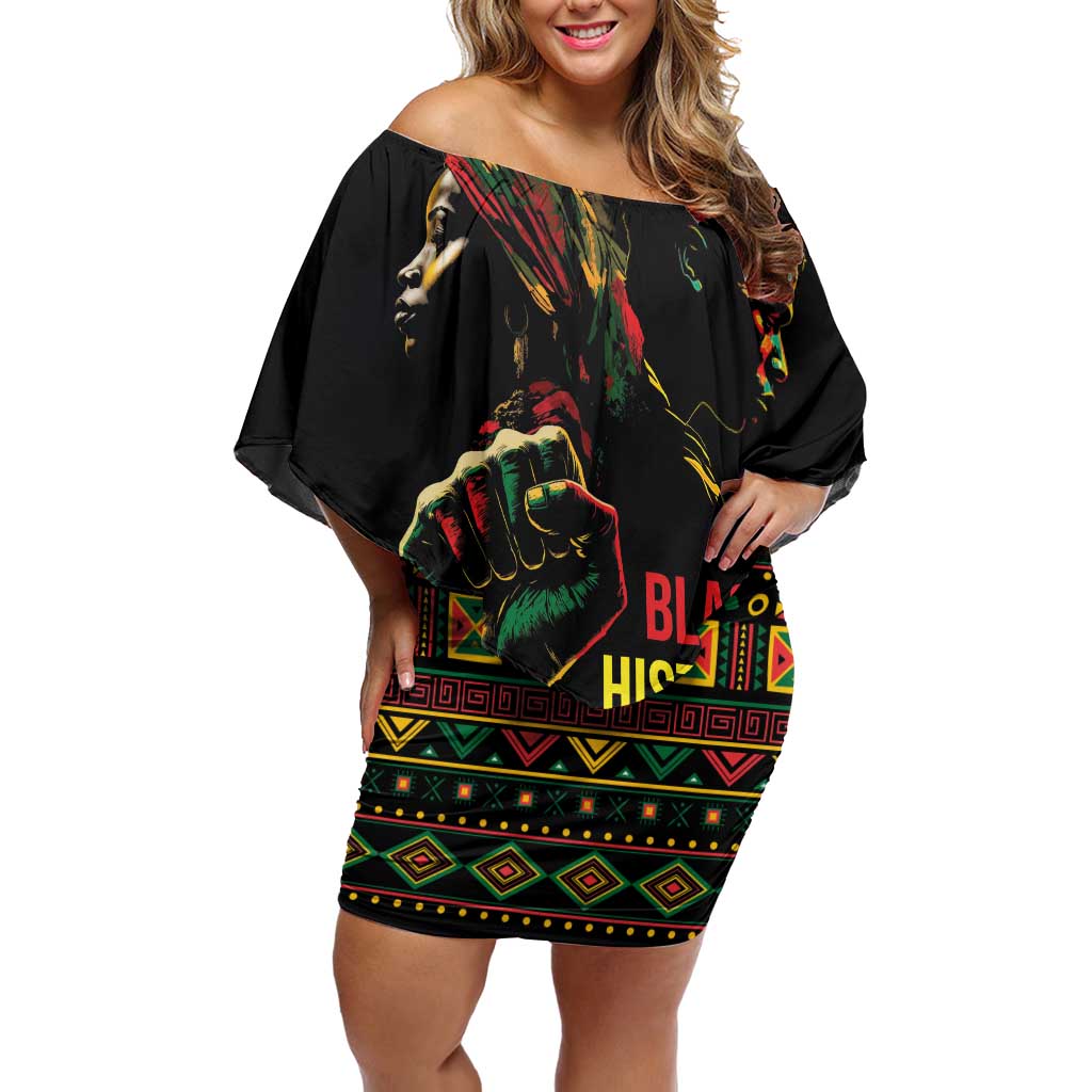 When I'm Born I'm Black Off Shoulder Short Dress Black History Black Month - Wonder Print Shop
