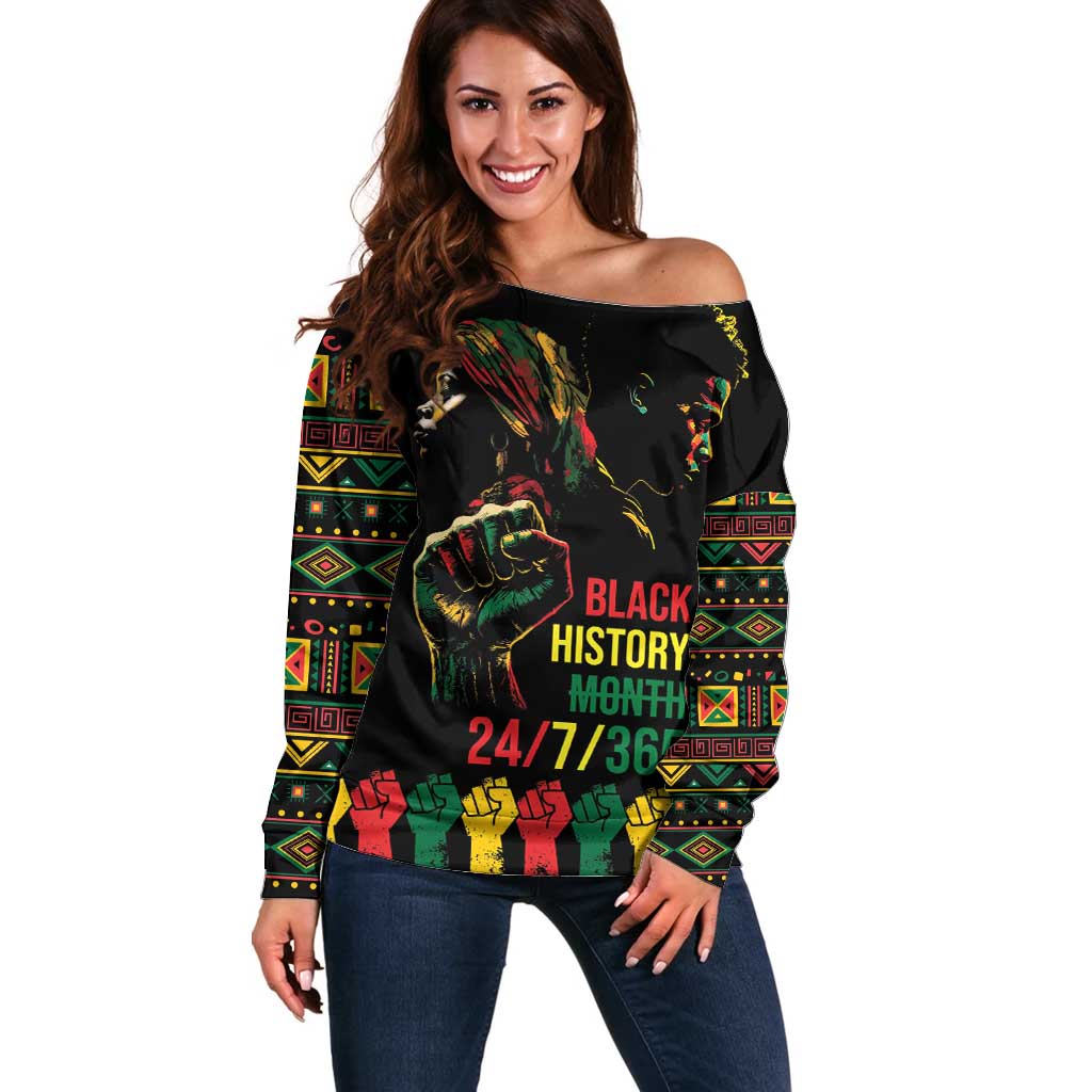 When I'm Born I'm Black Off Shoulder Sweater Black History Black Month - Wonder Print Shop