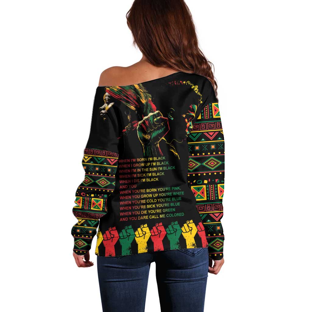 When I'm Born I'm Black Off Shoulder Sweater Black History Black Month - Wonder Print Shop