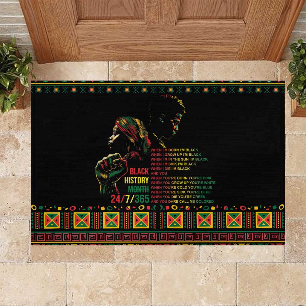 When I'm Born I'm Black Rubber Doormat Black History Black Month - Wonder Print Shop