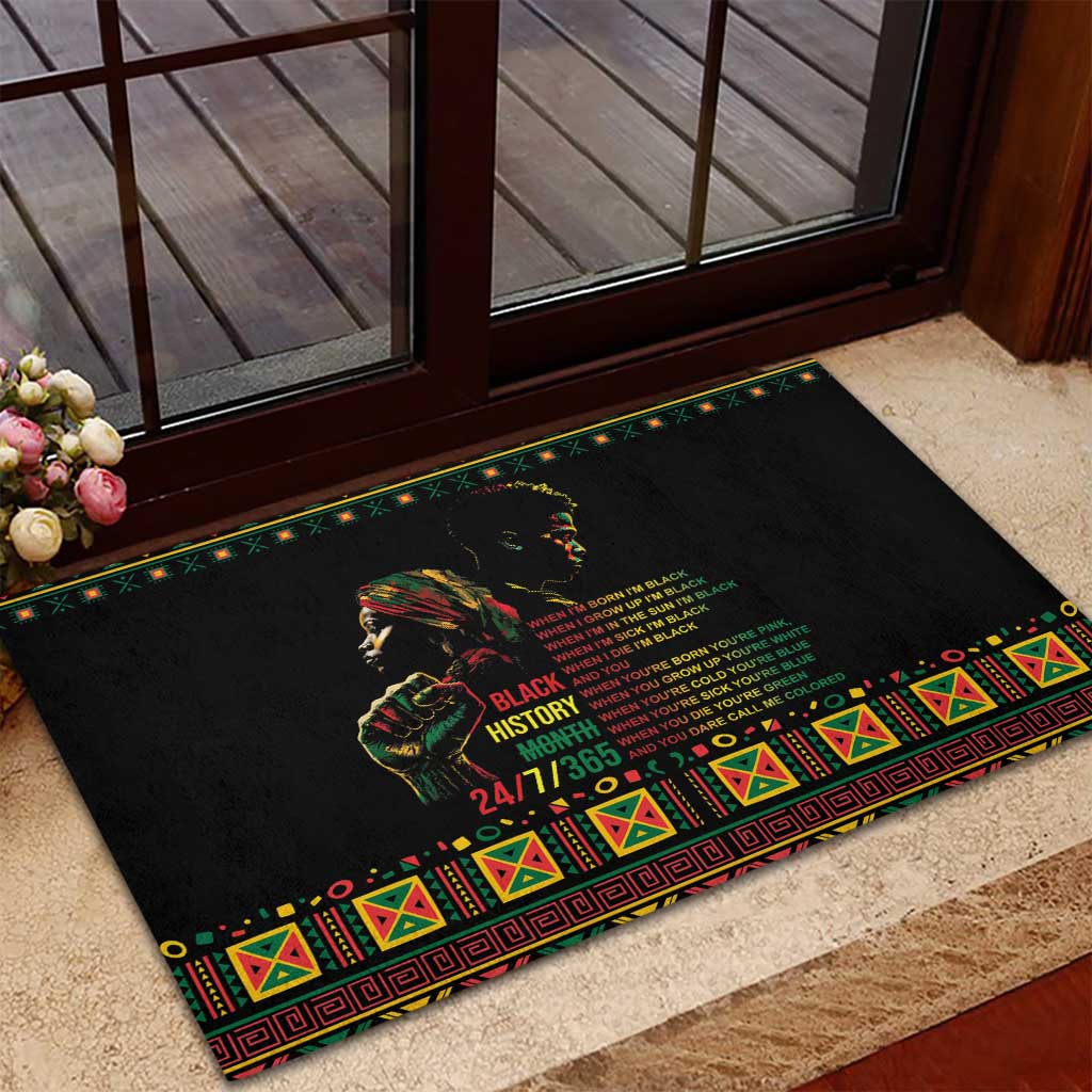When I'm Born I'm Black Rubber Doormat Black History Black Month - Wonder Print Shop