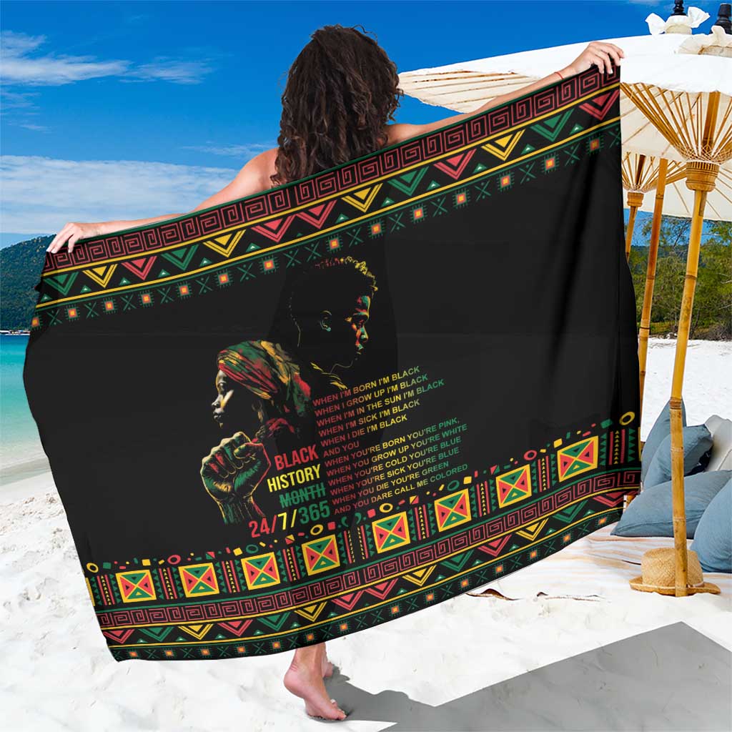 When I'm Born I'm Black Sarong Black History Black Month - Wonder Print Shop