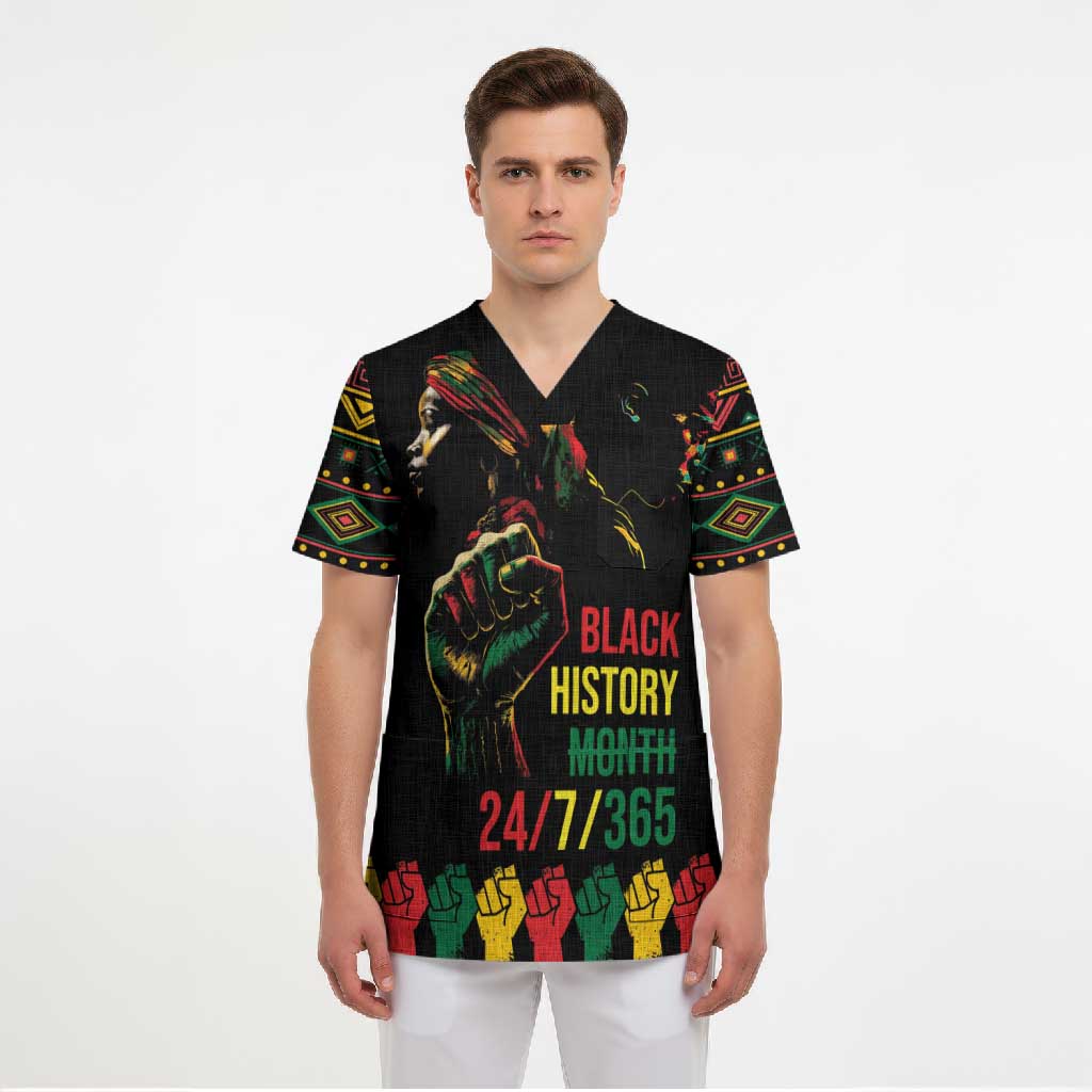 When I'm Born I'm Black Scrub Top Black History Black Month