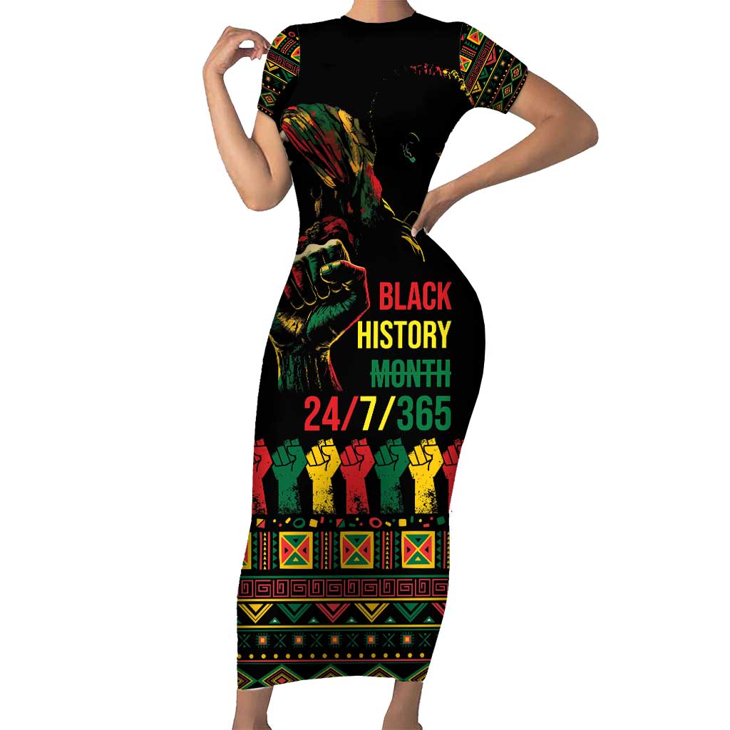 When I'm Born I'm Black Short Sleeve Bodycon Dress Black History Black Month - Wonder Print Shop